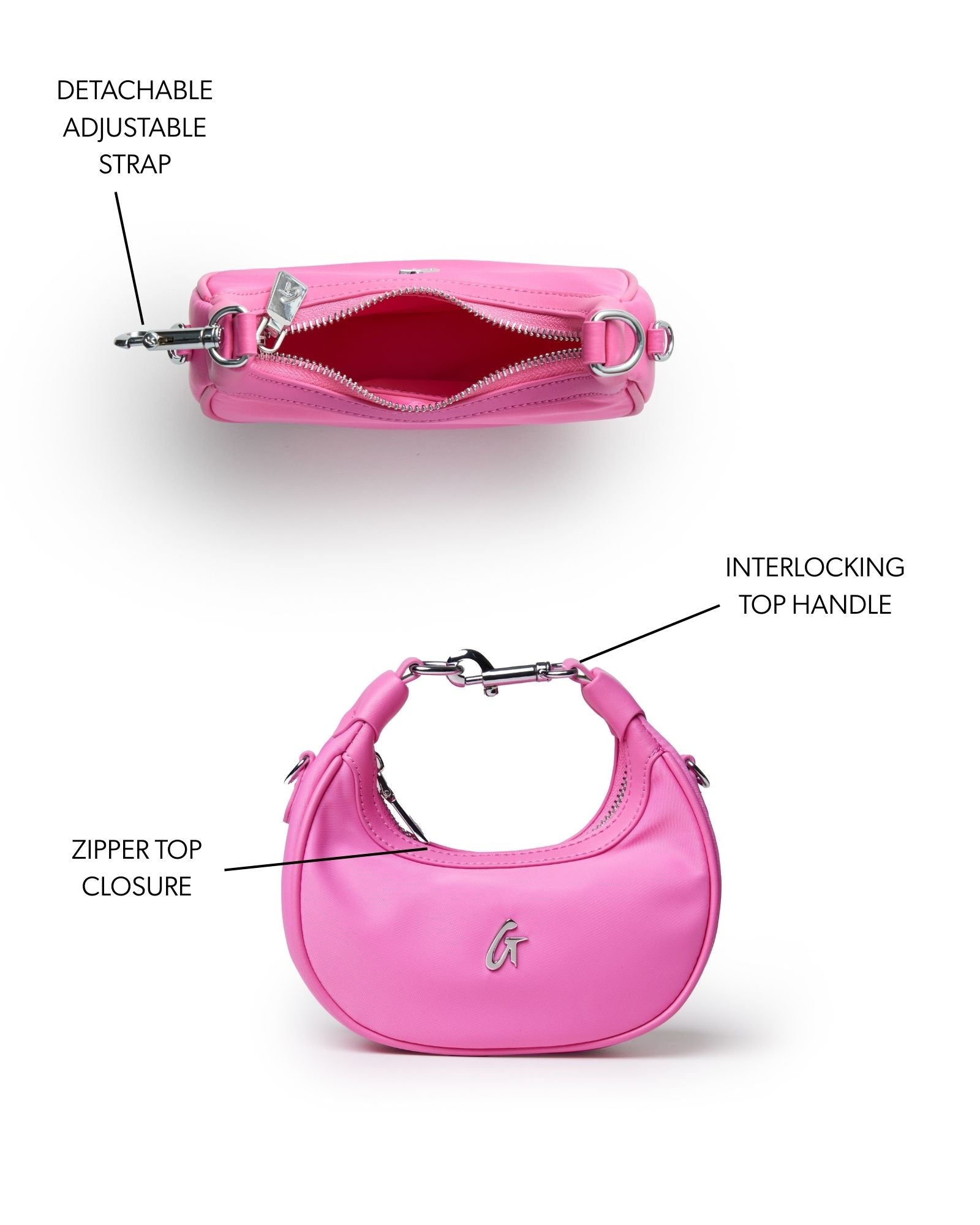 NANO NYLON HOBO BAG - HOT PINK