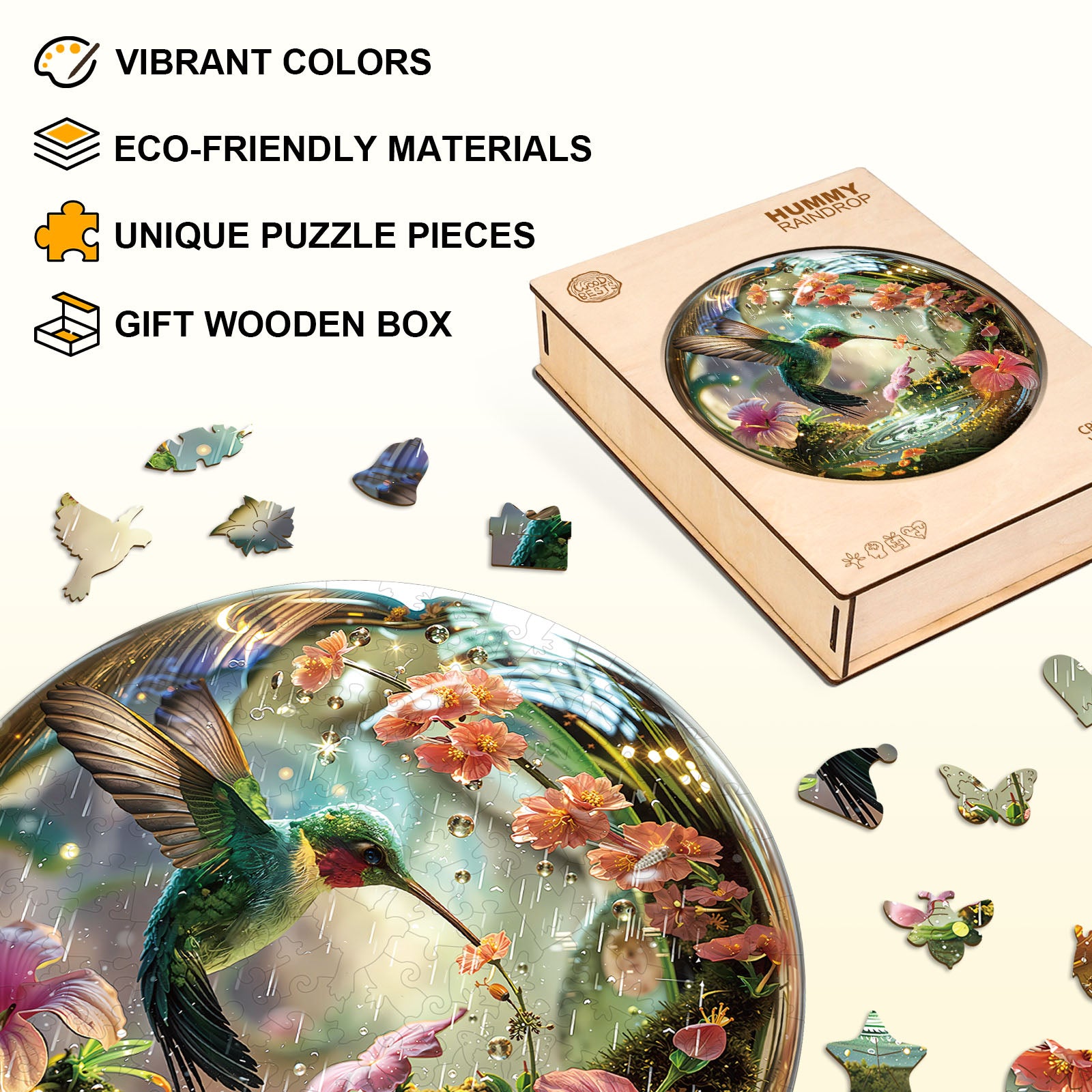 Hummy Raindrop Wooden Jigsaw Puzzle