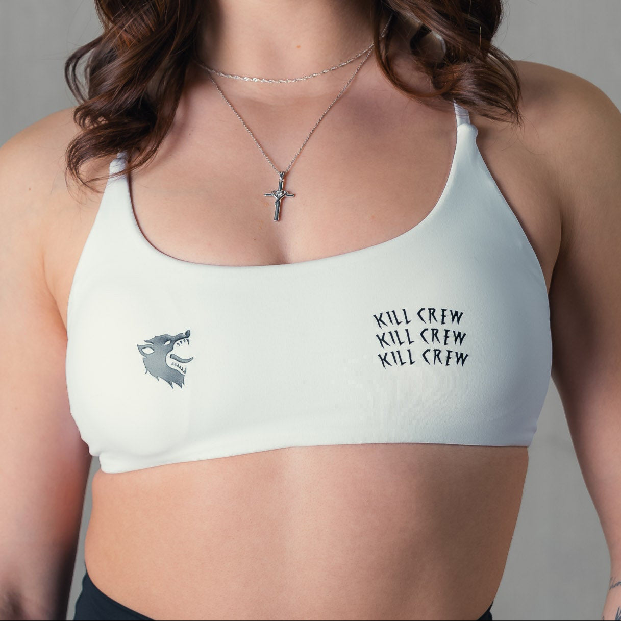 WOLF LOW SUPPORT SPORTS BRA -  WHITE / BLACK