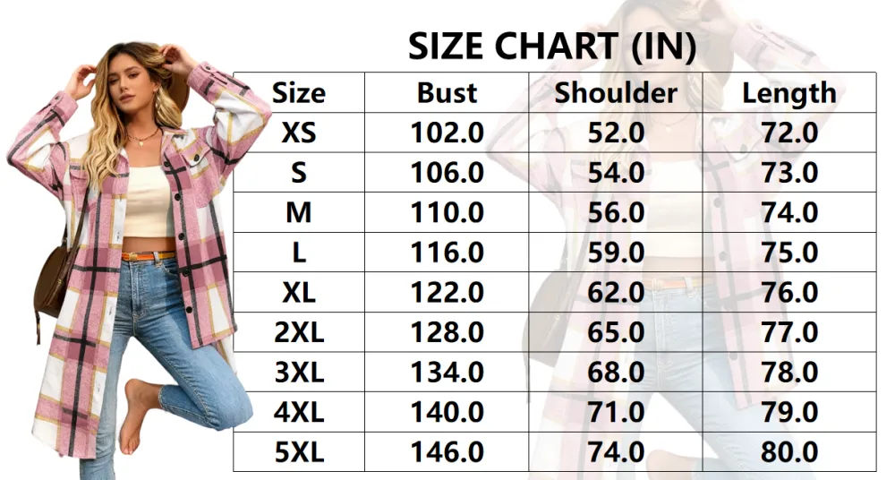 Women Plus Size Plaid Shacket  Coat