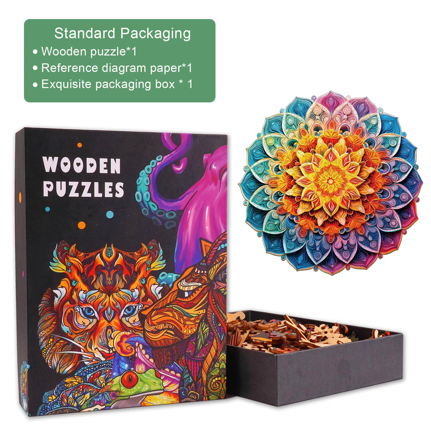 Mandala Mirror Wooden Jigsaw Puzzle