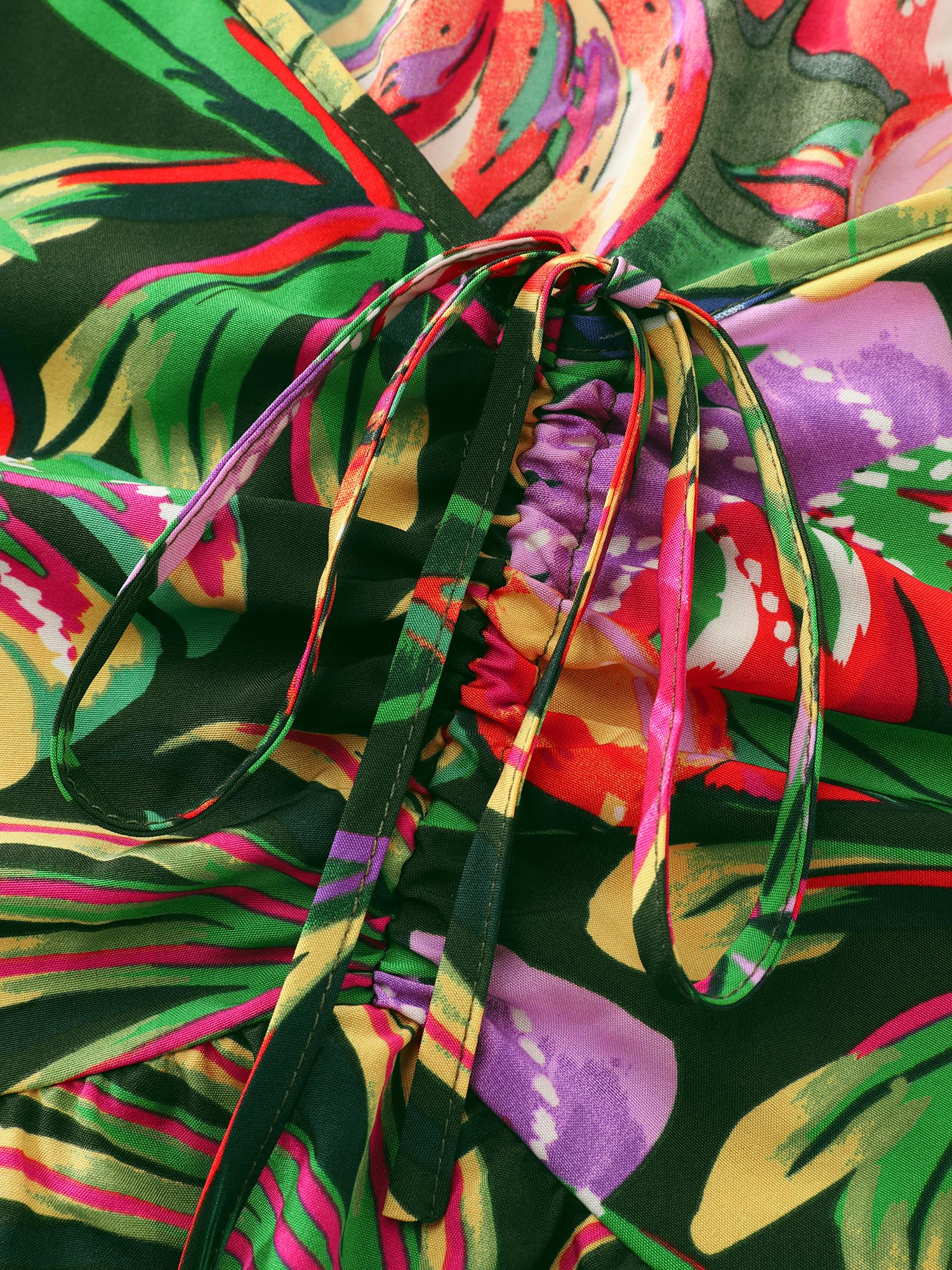 Vibrant Tropical Print Off-Shoulder Midi Dress