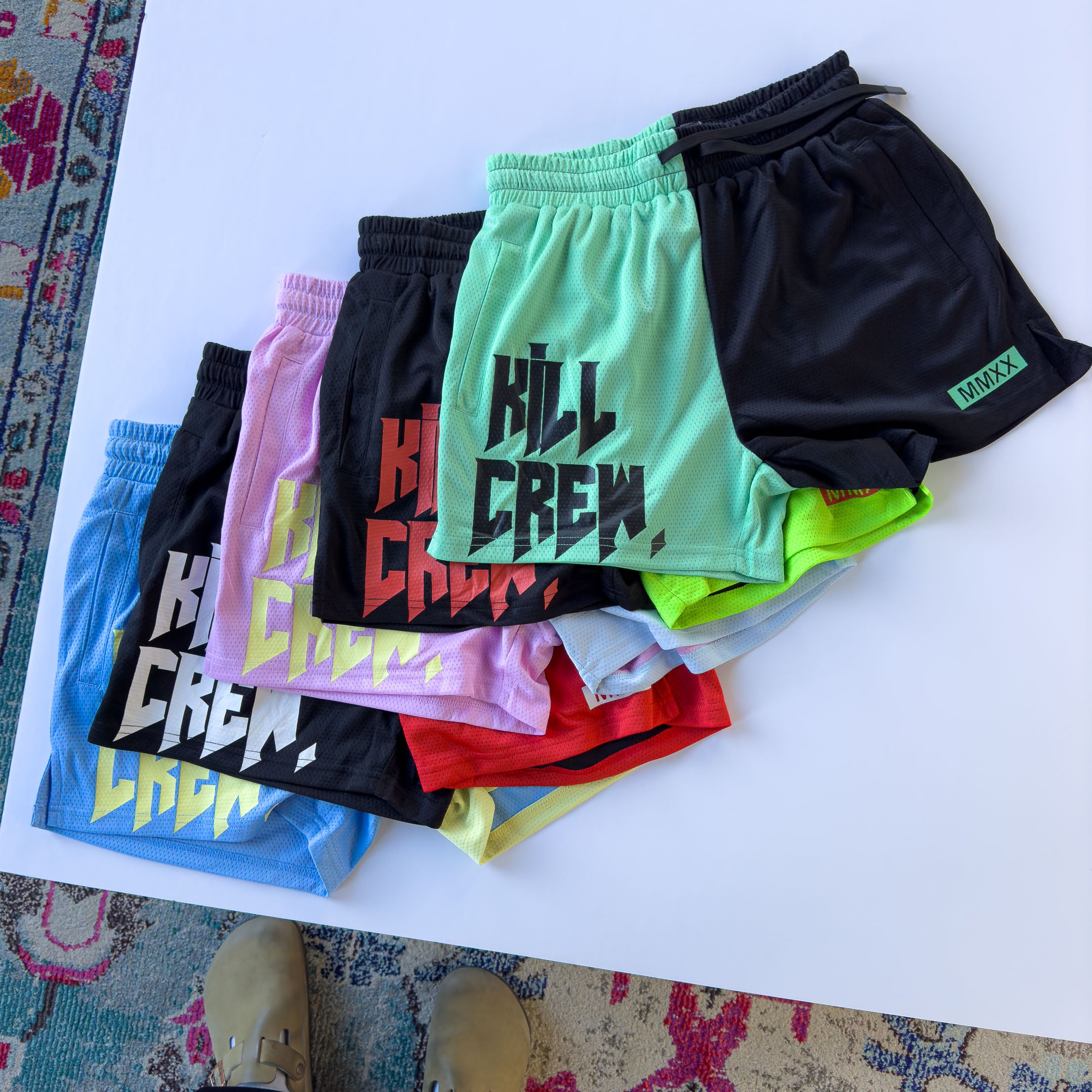 MUAY THAI SHORTS (MID THIGH CUT) 2 TONE - MINT / BLACK