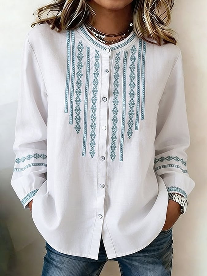 Women's Casual Print Long Sleeve Shirt- Fast Shipping