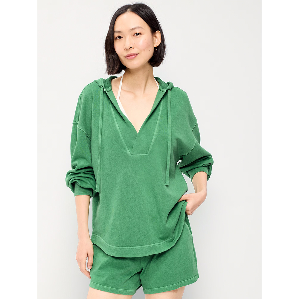 Women's 2 Piece Outfits Oversized Tunic Beach Hoodie  Shorts Set