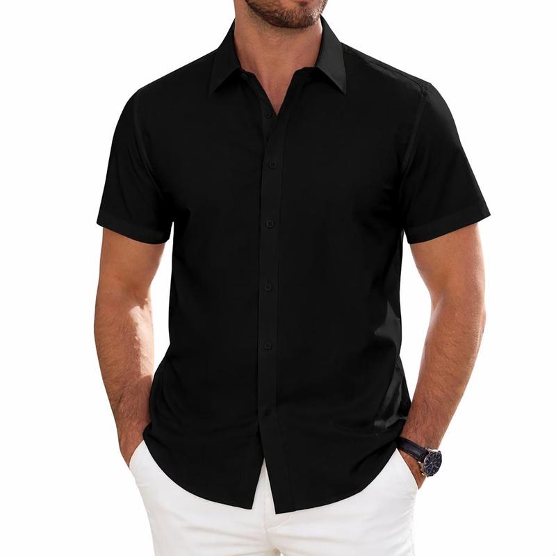 Alimen Stain-Resistant Short Sleeve Dress Shirt - Waterproof & Classic Style
