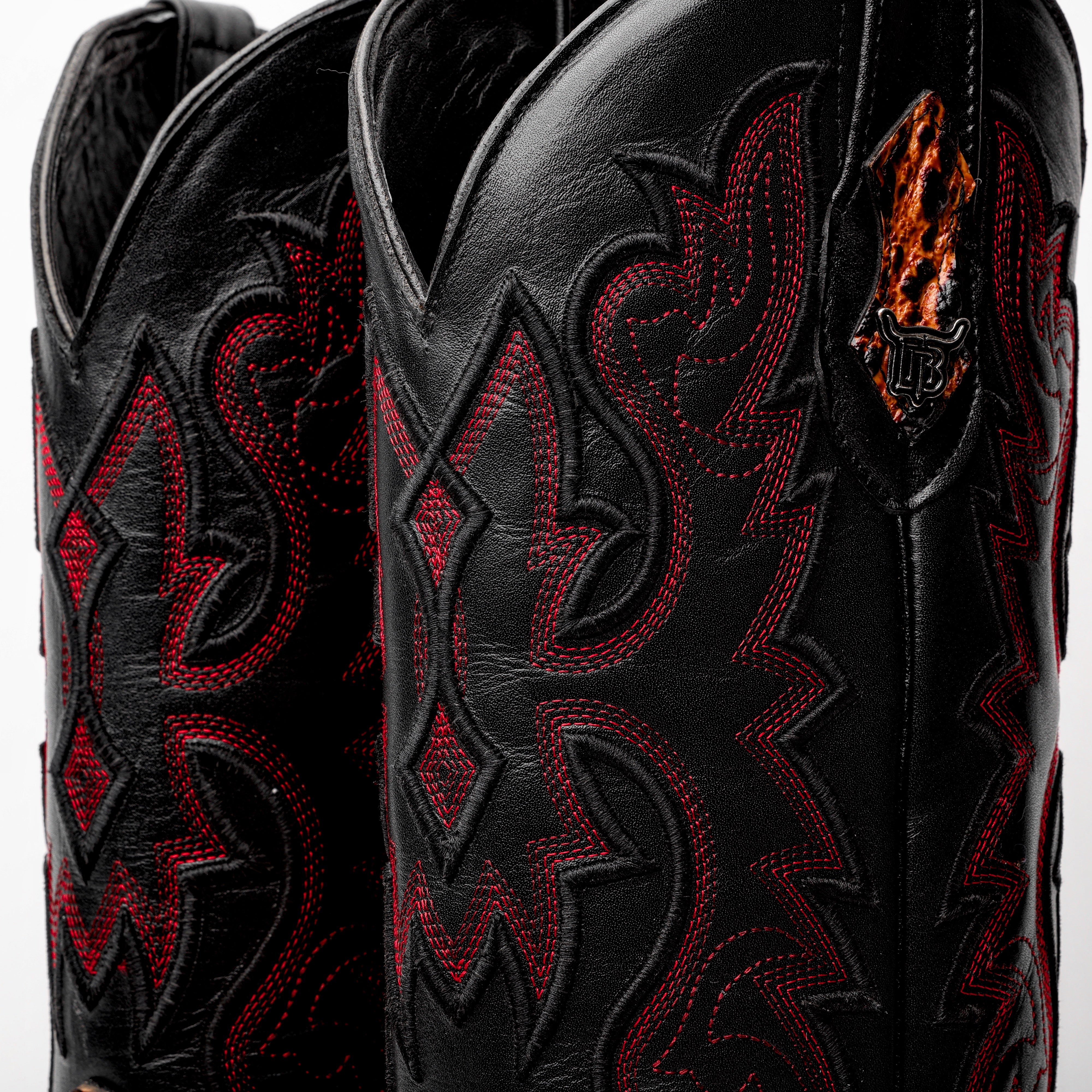 Cognac Snapping Turtle Leather Boots - Square Toe