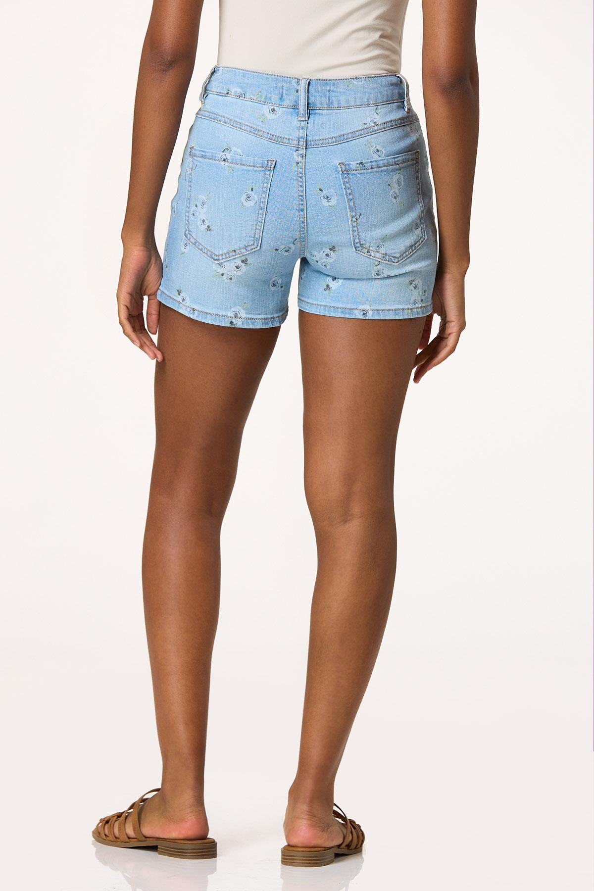 Floral Print Denim Shorts