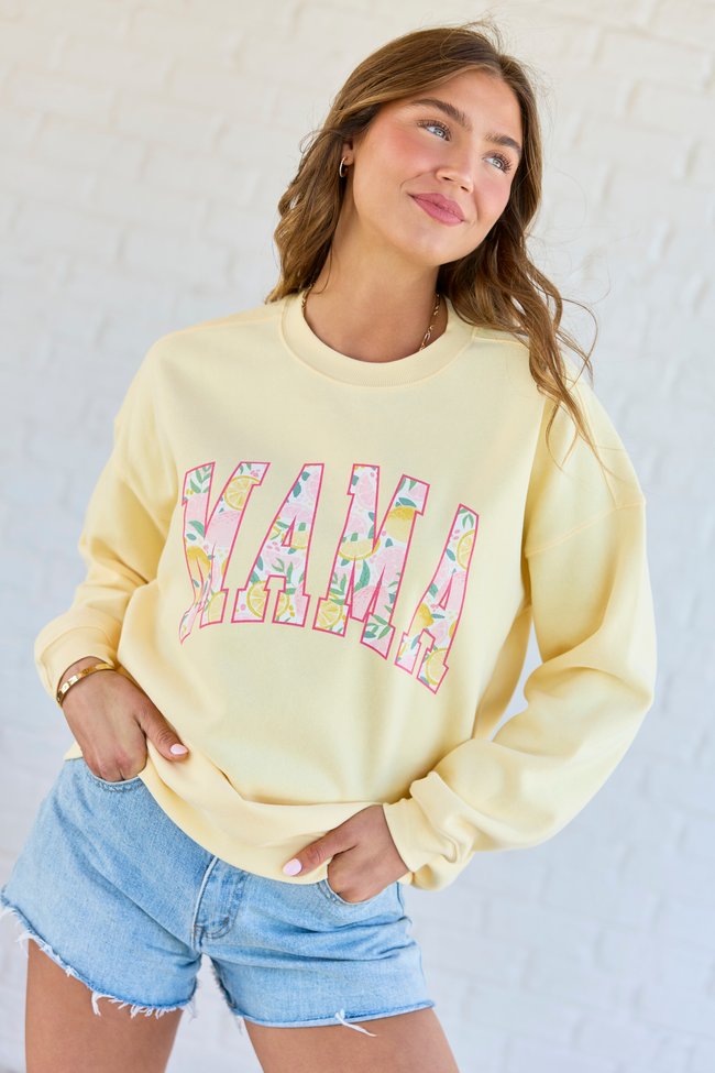 Mama Lemons Block Yellow Graphic Sweatshirt