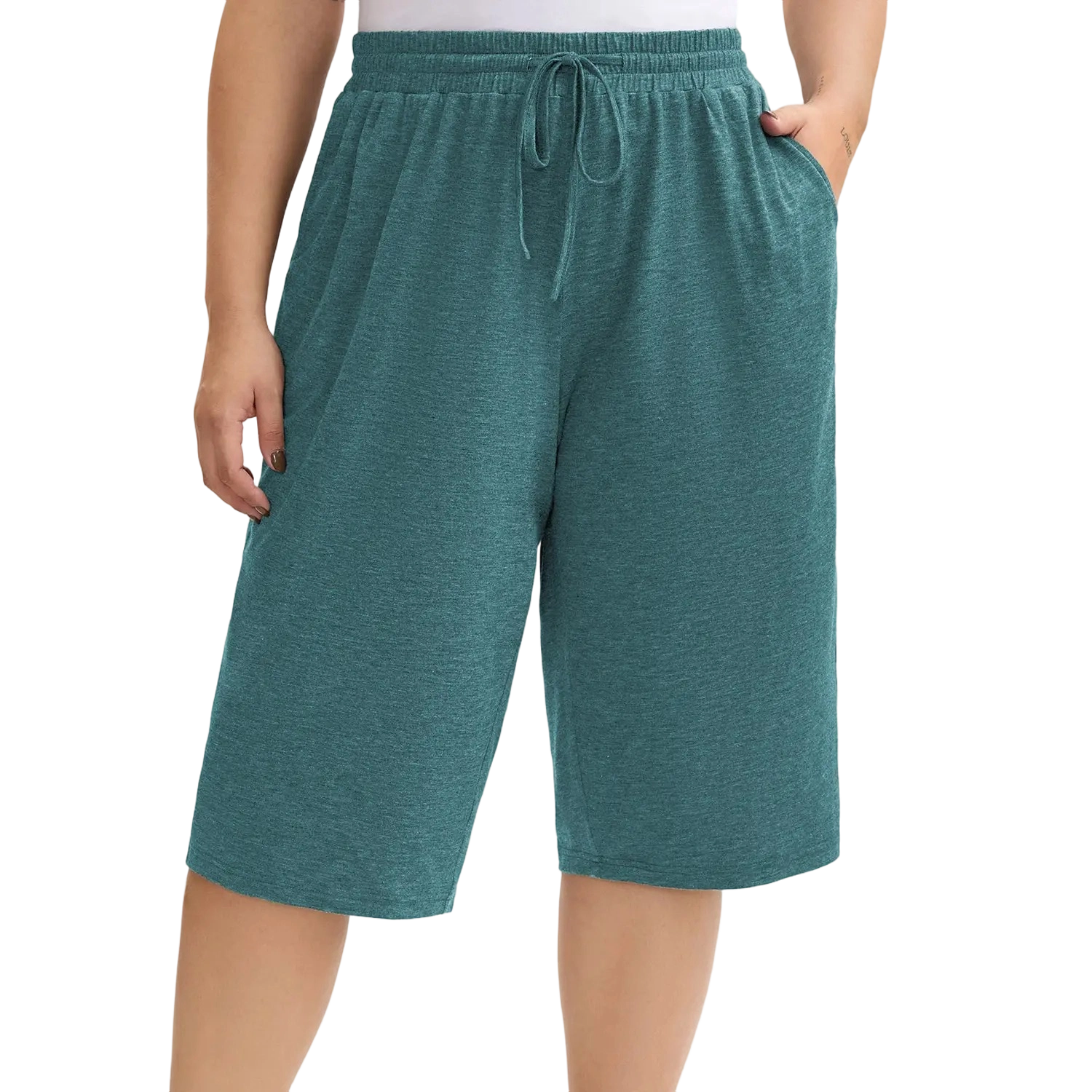 👖Women’s Relaxed Wide-Leg Capri Lounge Pants with Drawstring Pockets