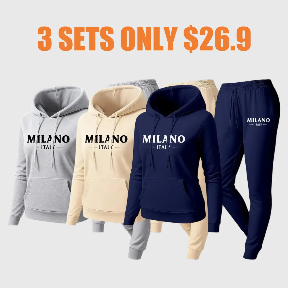 Women's Milan city print hoodie and drawstring track pants set
