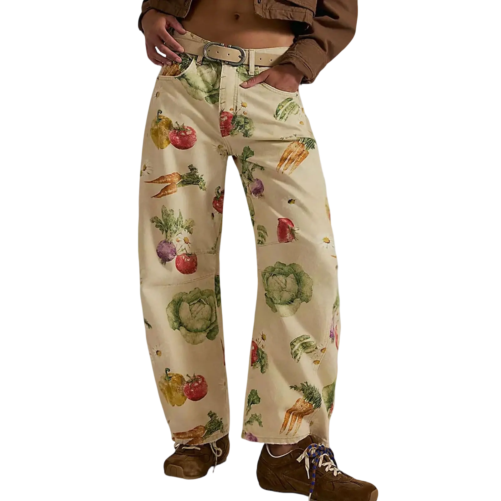 Women's Printed Wide-Leg Jeans Y2k Loose Mid-Rise Jeans