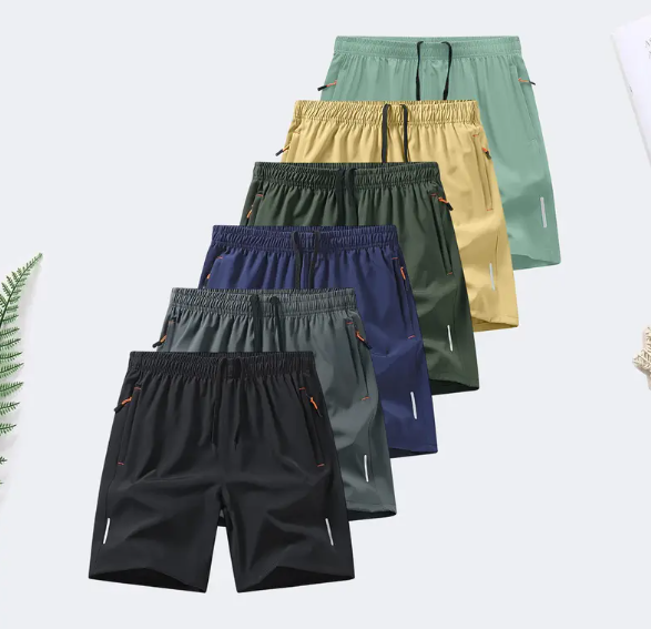 6-piece set summer ice silk beach shorts, quick-dry sports casual pants