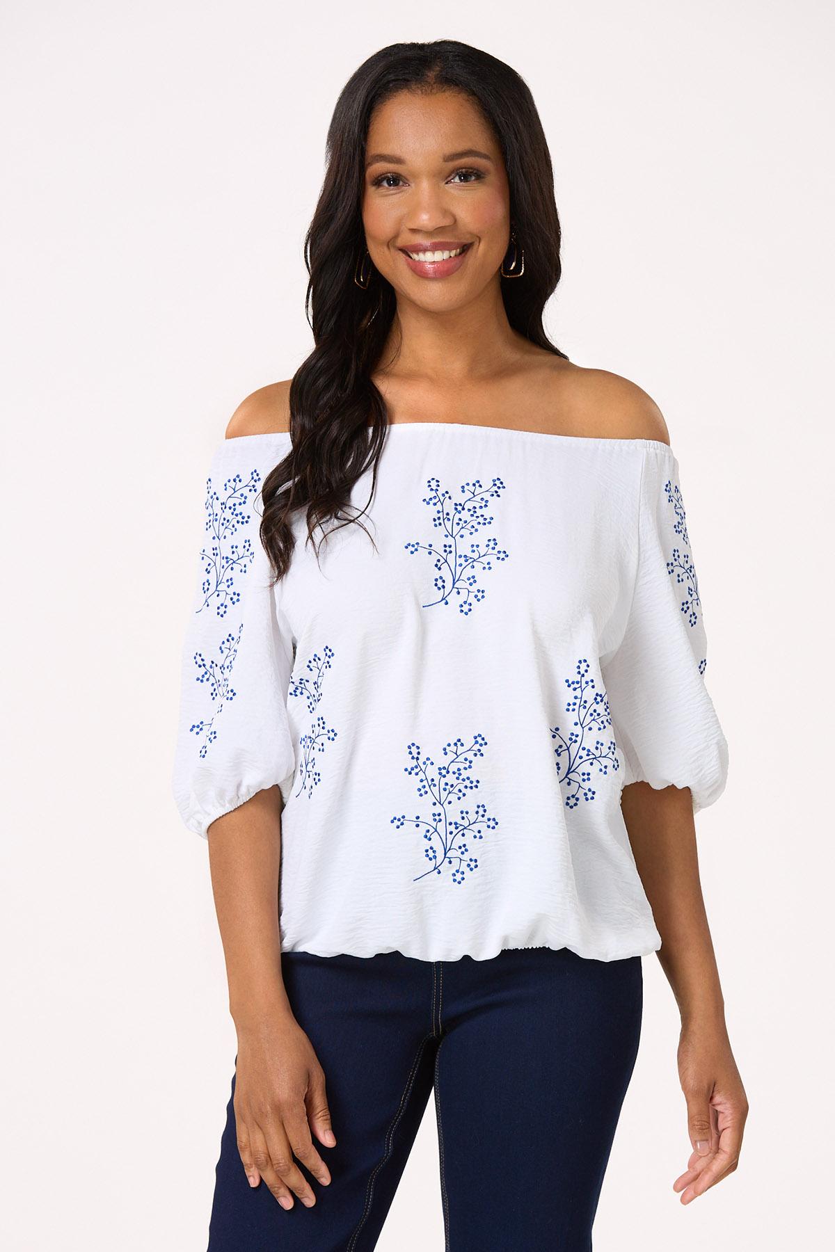 Off Shoulder Embroidered Top