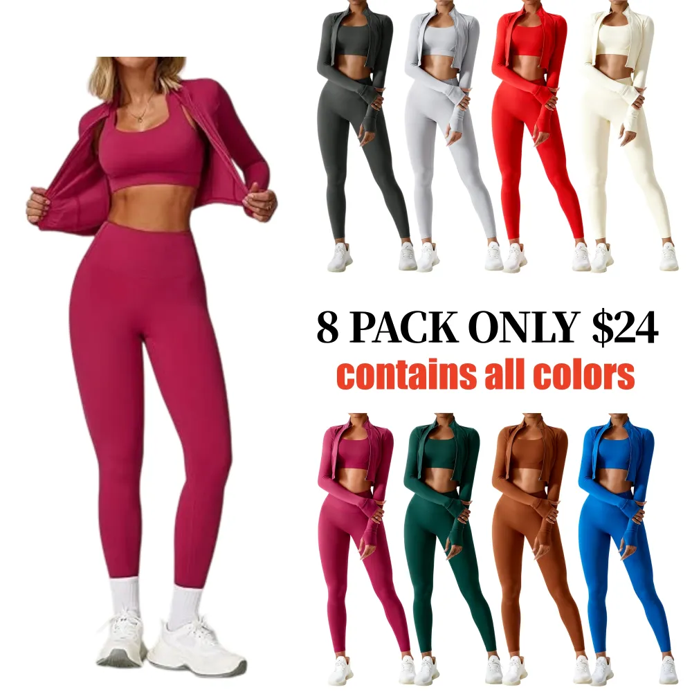 Women's Solid Three Peaces Jacket Tracksuit Set