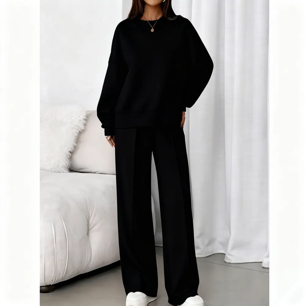 🔥Women's Long-Sleeved Sweatshirt and Wide-Leg Pants Set🔥