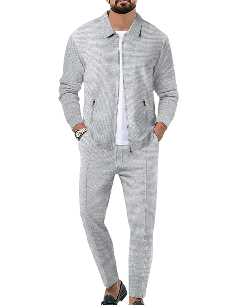 Men's solid color sports two-piece set