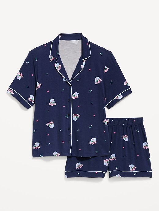 Sunday Sleep Knit Jersey Short Set Blue Bouquet