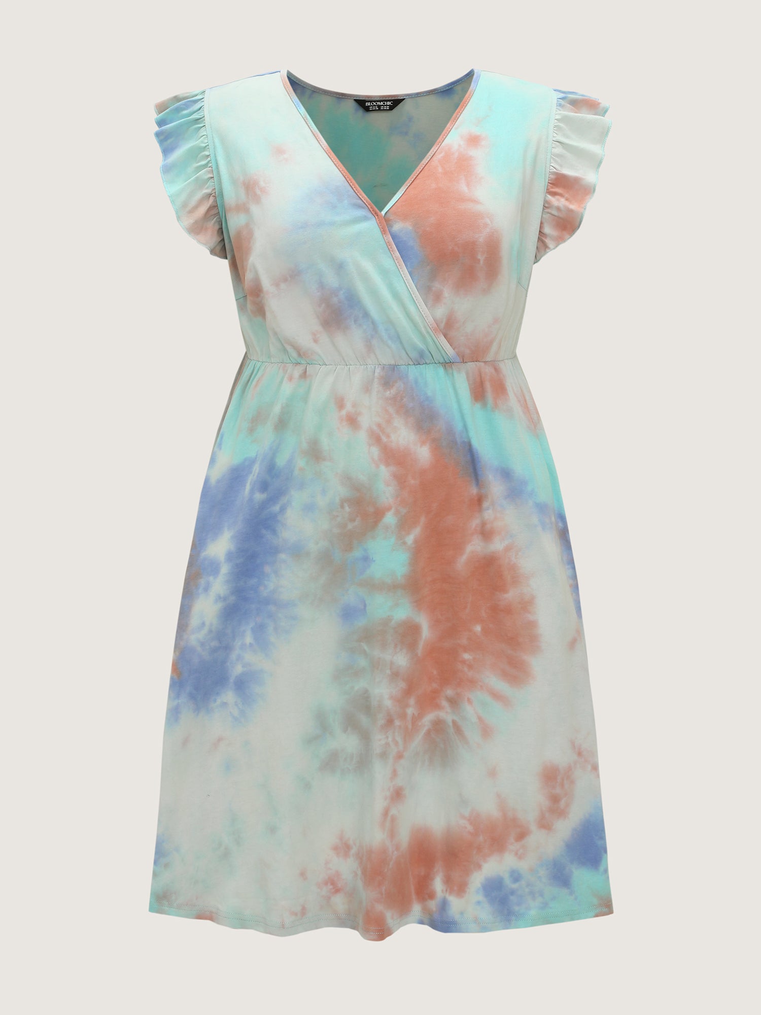 Cotton Color Gradient Wrap Neckline Midi Dress