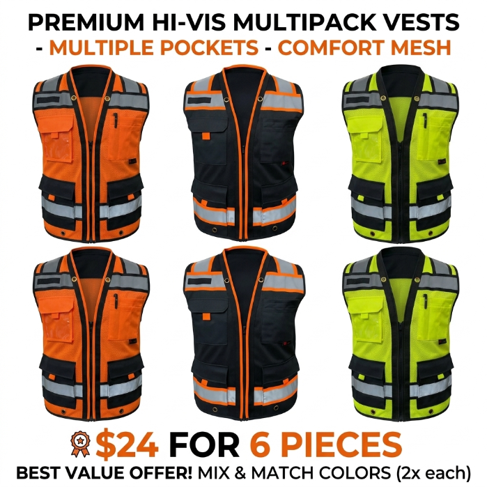 🛍️【Stock Up Deals】Superintendent Vest, High Visibility Reflective Safety, Mesh Safety Vest with Zipper and Multi pockets
