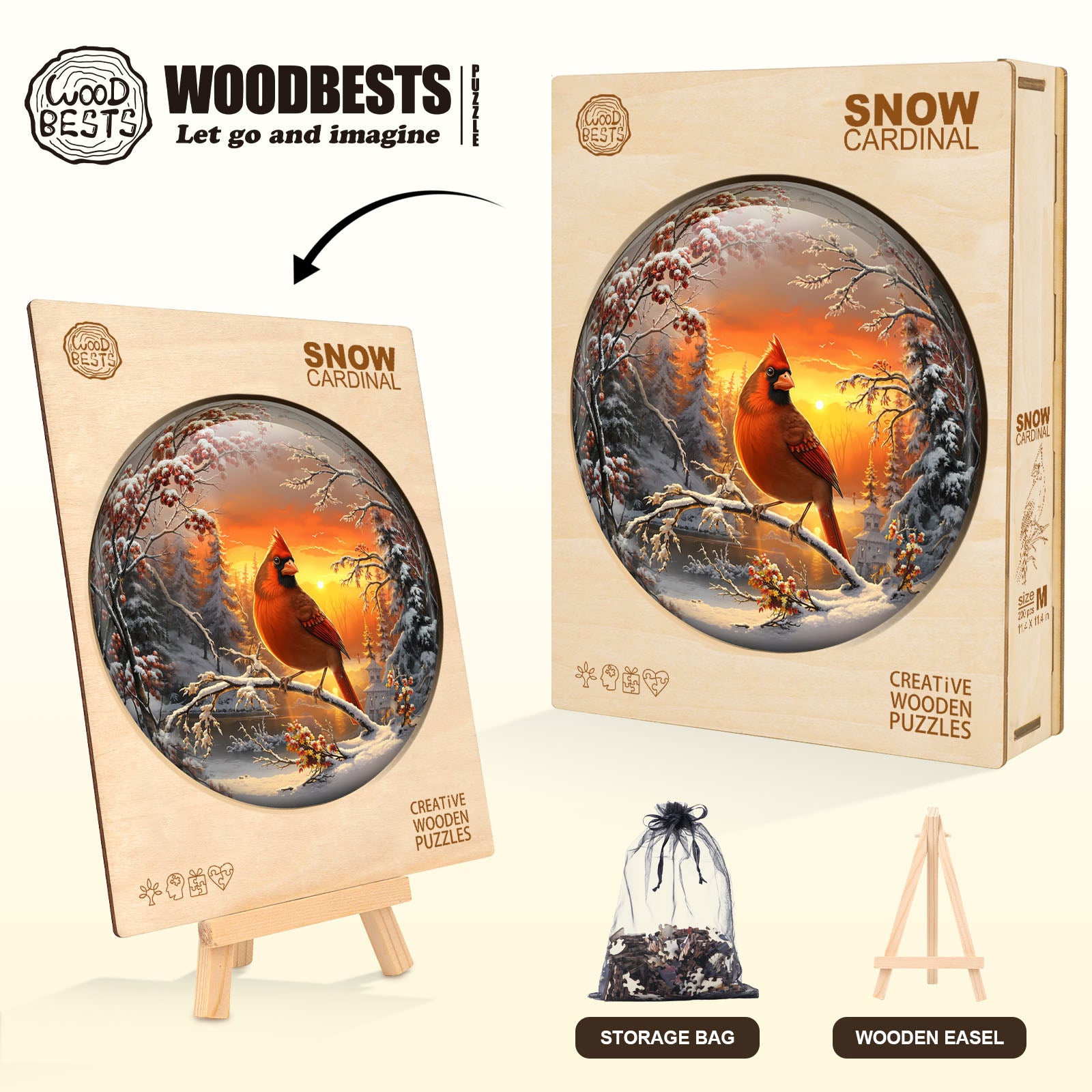 Snow Cardinal Wooden Jigsaw Puzzle