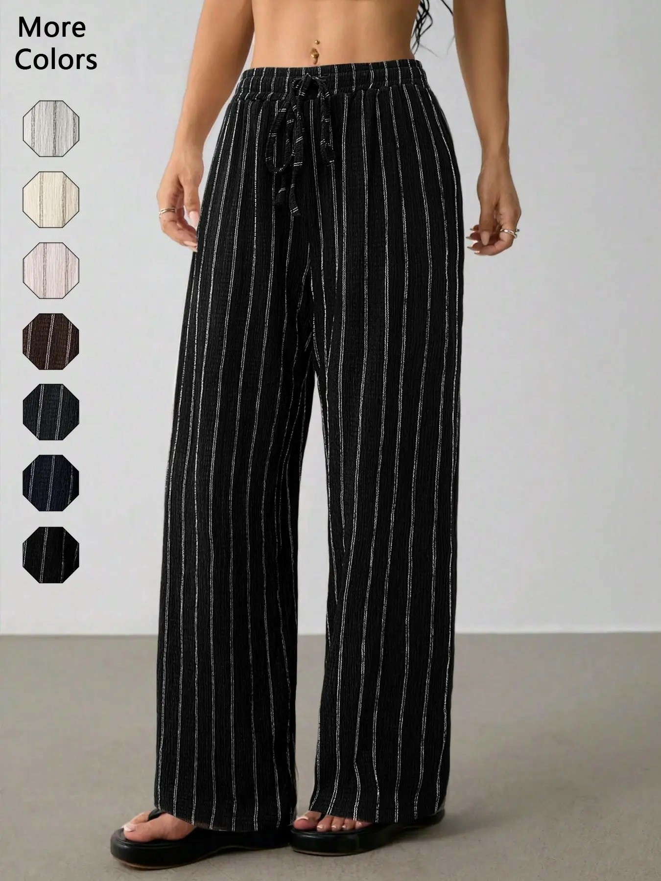 🔥Easter Sale!Women's Striped Waist-Tie Straight-Leg Loose Streetwear Pants