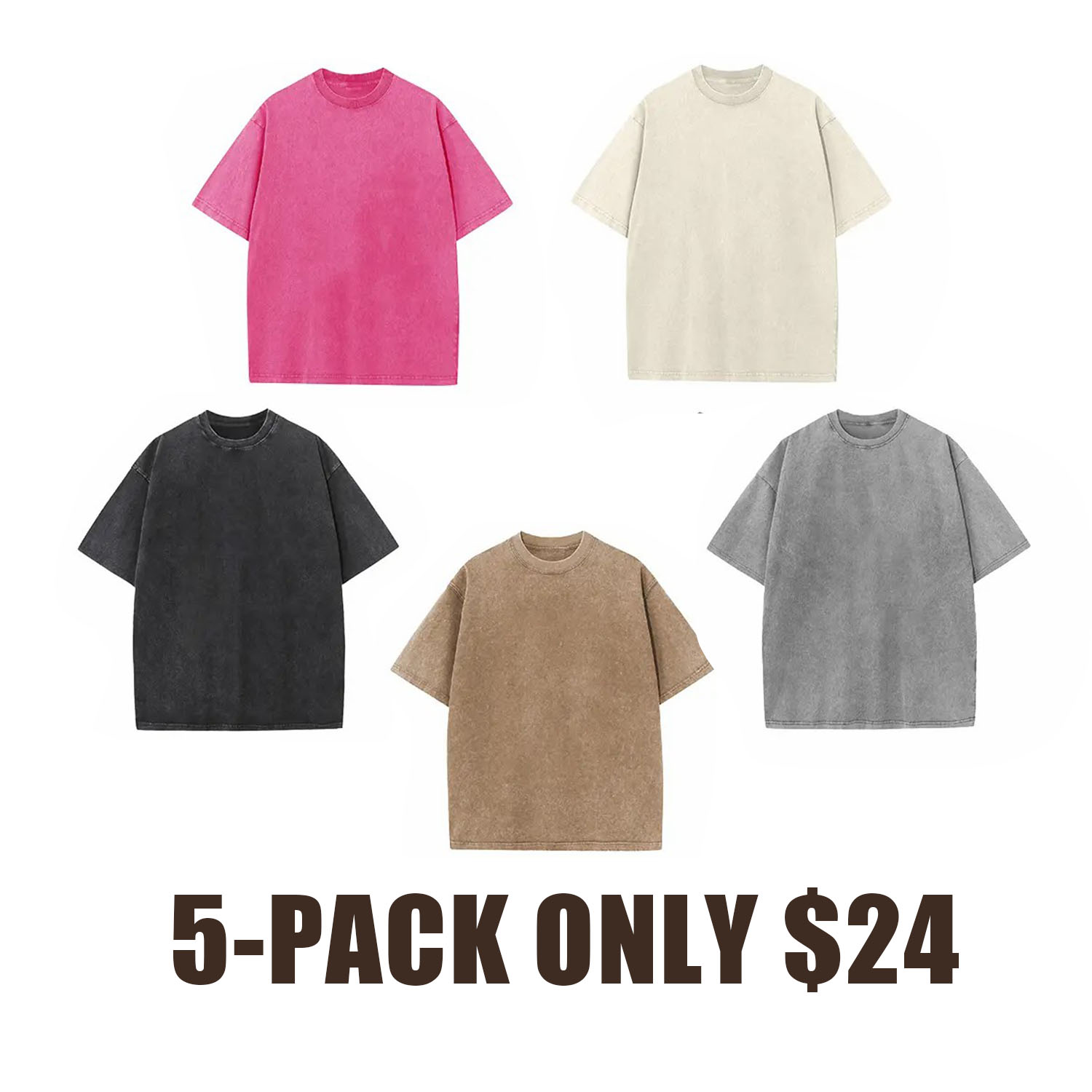 Holafish Retro Acid Wash Basic Unisex Tee & Shorts Cotton,7