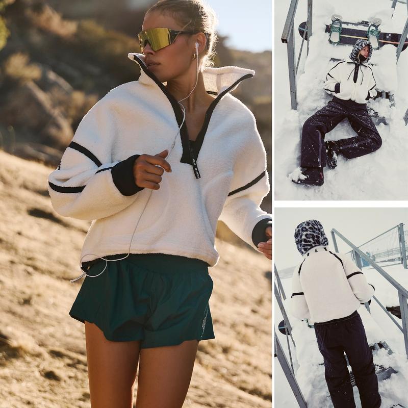 Women's Half Zip Sherpa Fleece Pullover – Color Block Oversized Cozy Sweatshirt with Pockets