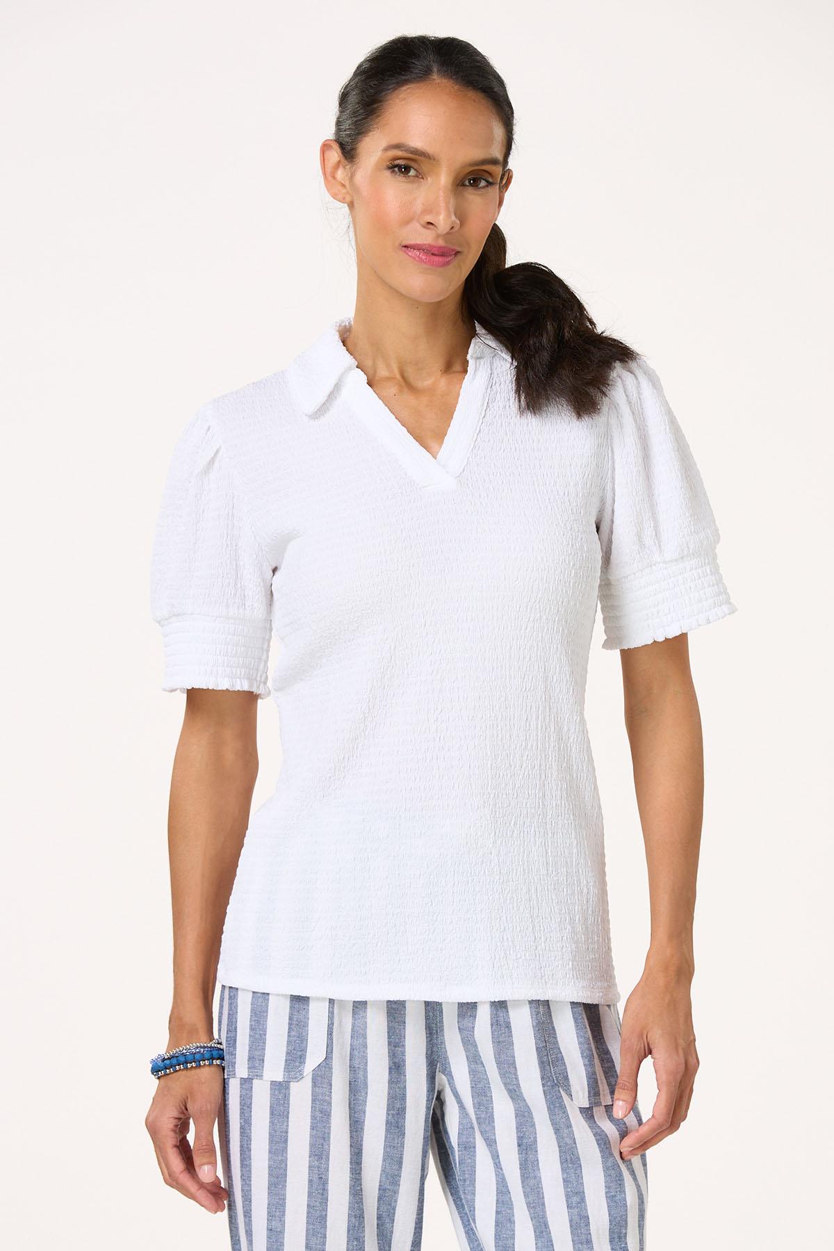 Solid Smocked Sleeve Top