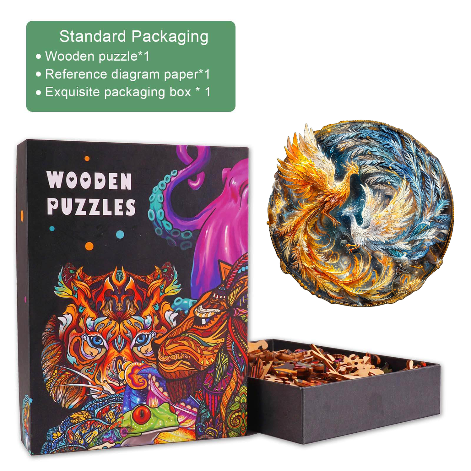 Yin Yang Phoenix-2 Wooden Jigsaw Puzzle
