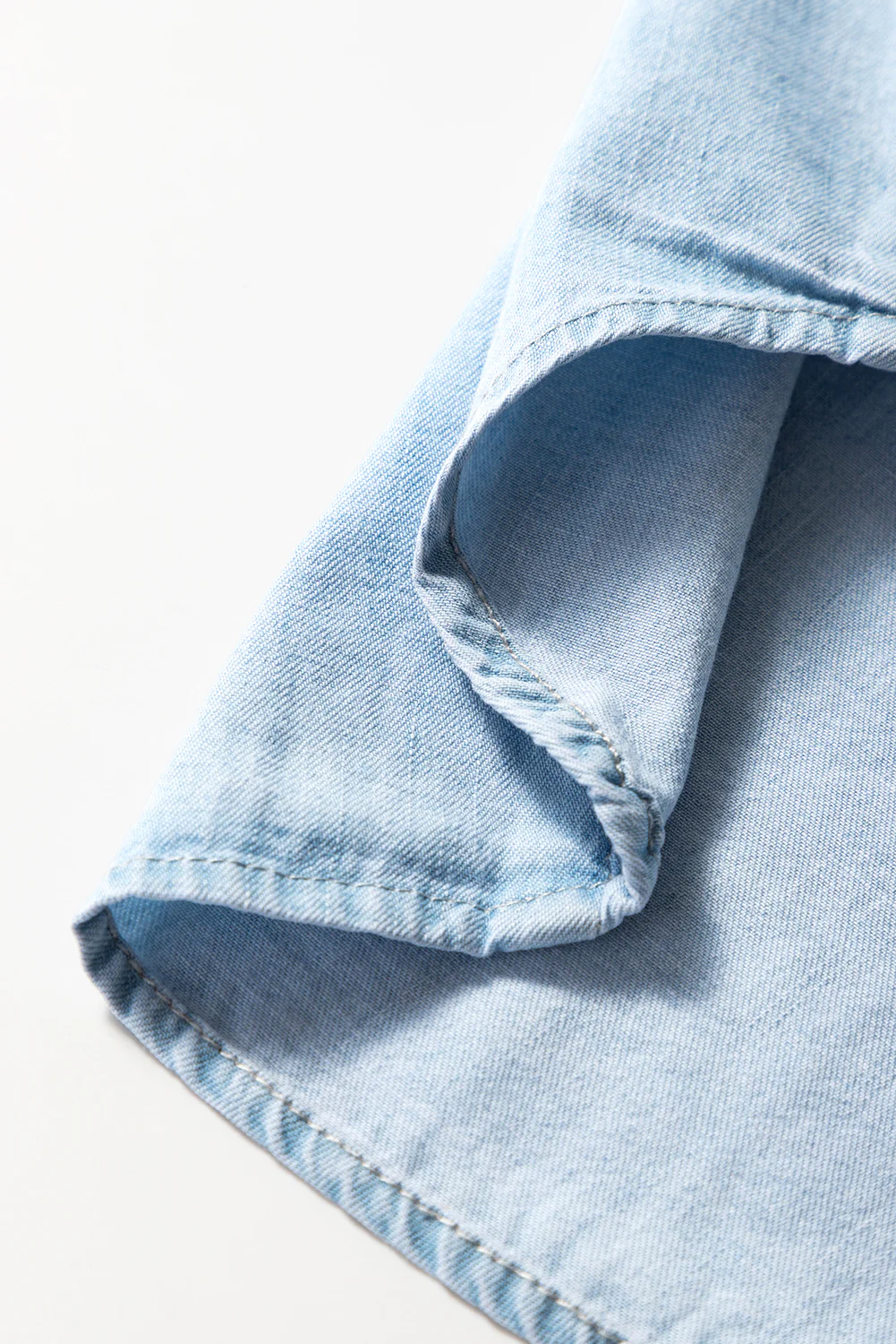 Light Denim Collared Sleeveless Shirt