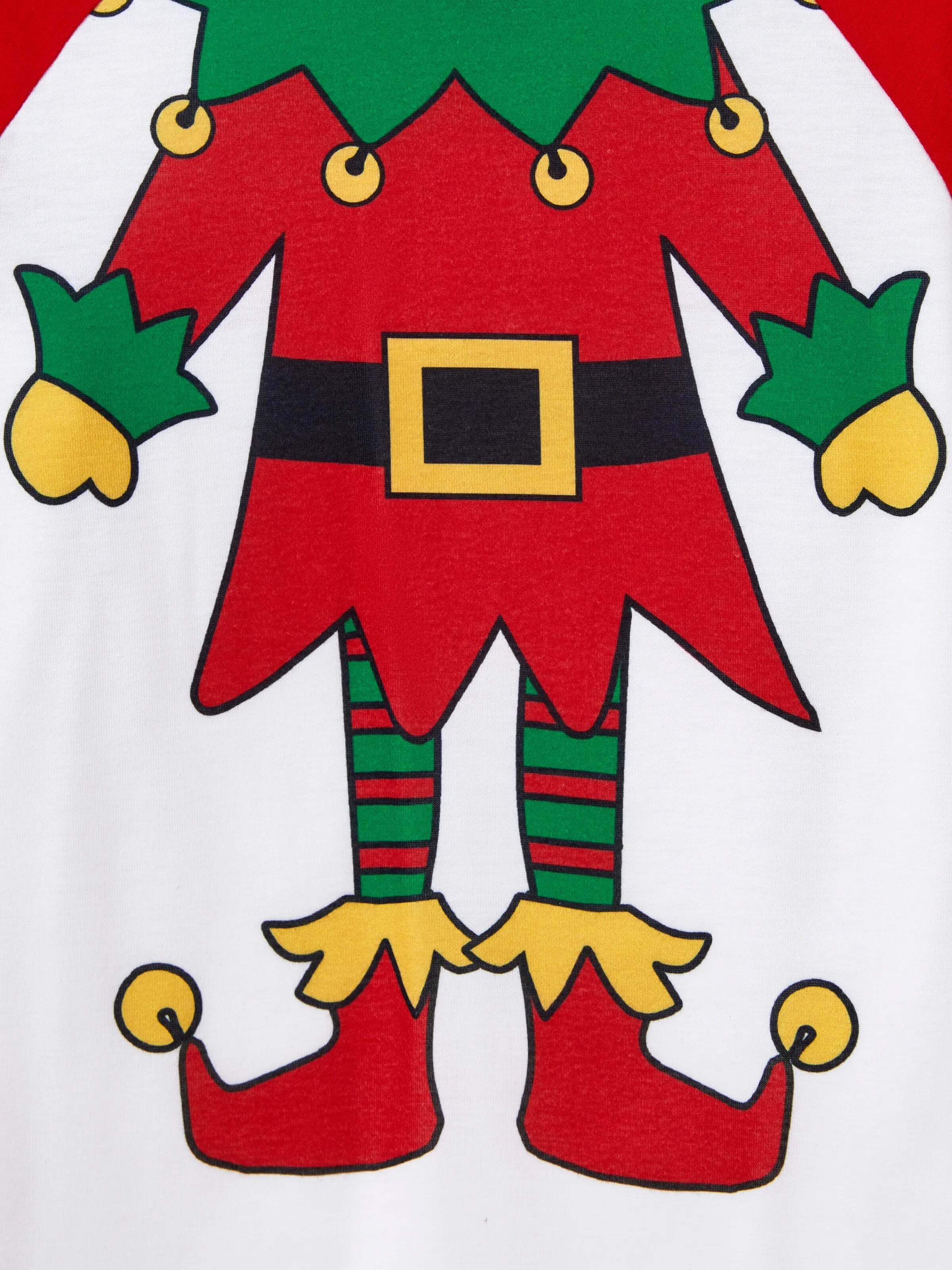 Christmas Matching Family Pajamas Set Christmas Elf Print PJS with Christmas Socks Red