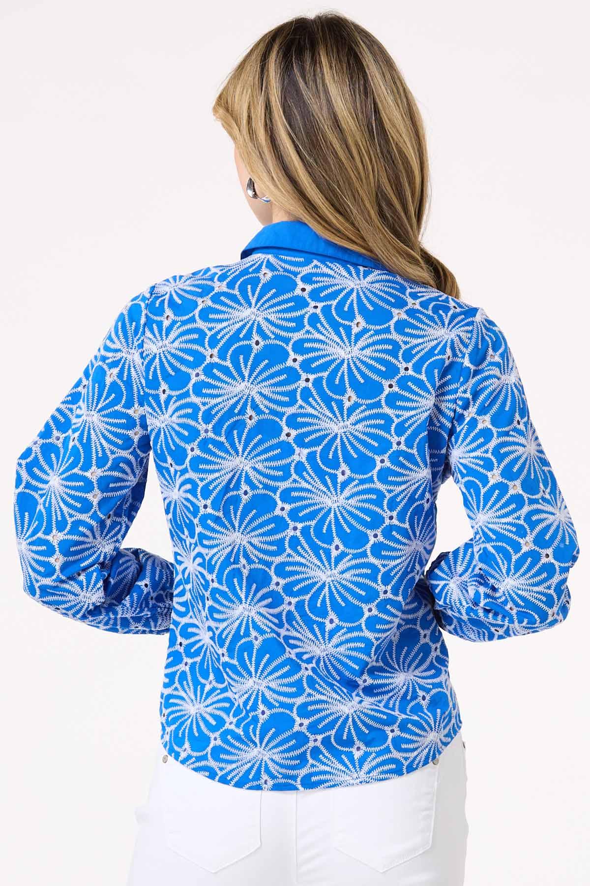 Floral Embroidered Button Down Top