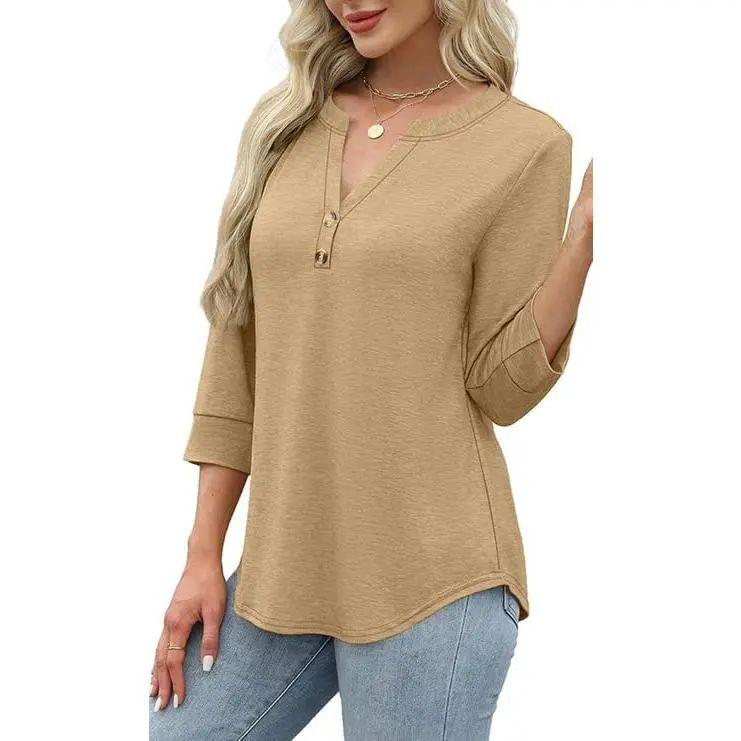 Womens Tops 3/4 Sleeve Heley Shirts for Women Summer Fashion 2026 Blouses Beach Vacation Clothes SpringStatements