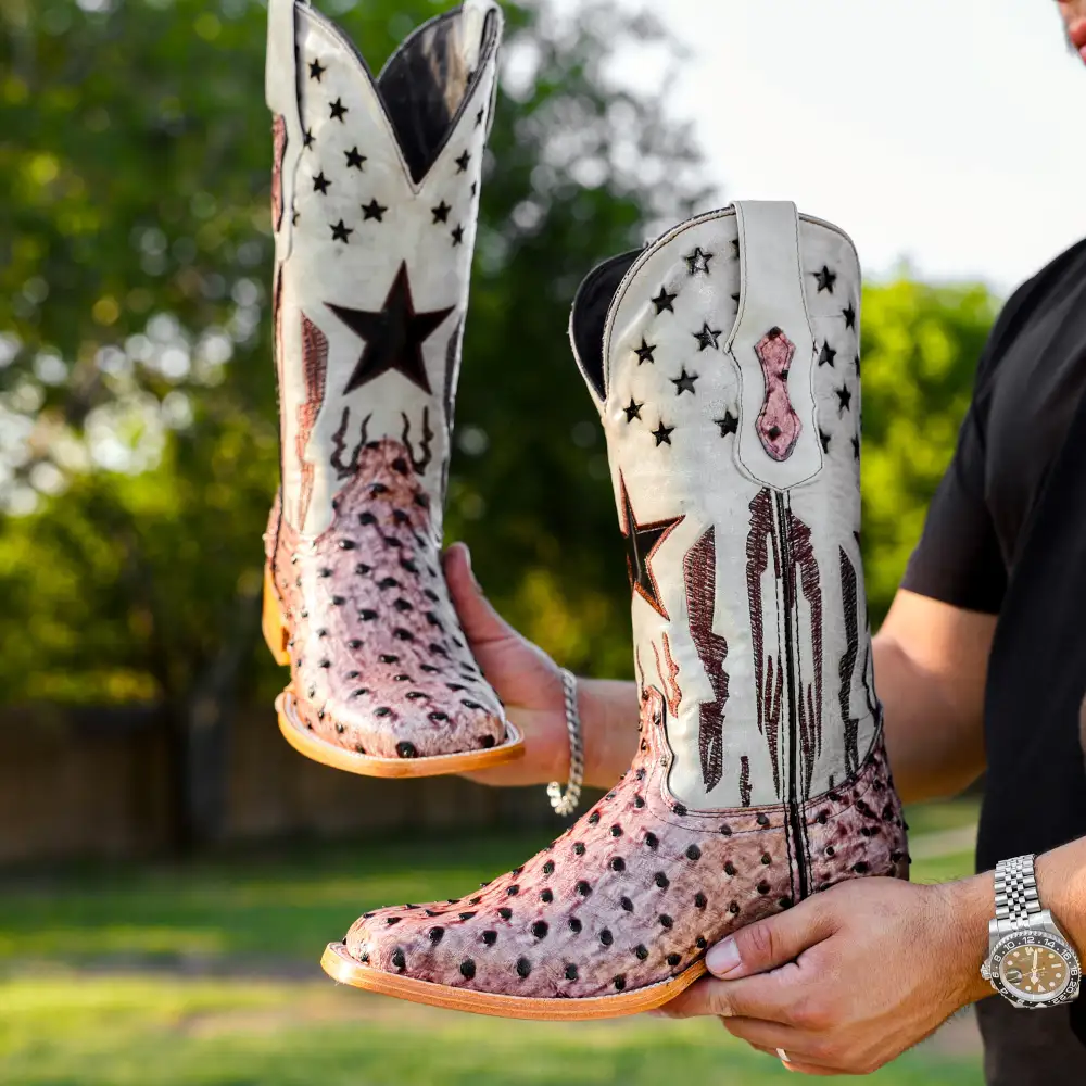 Orix Ostrich Leather Boots - Square Toe