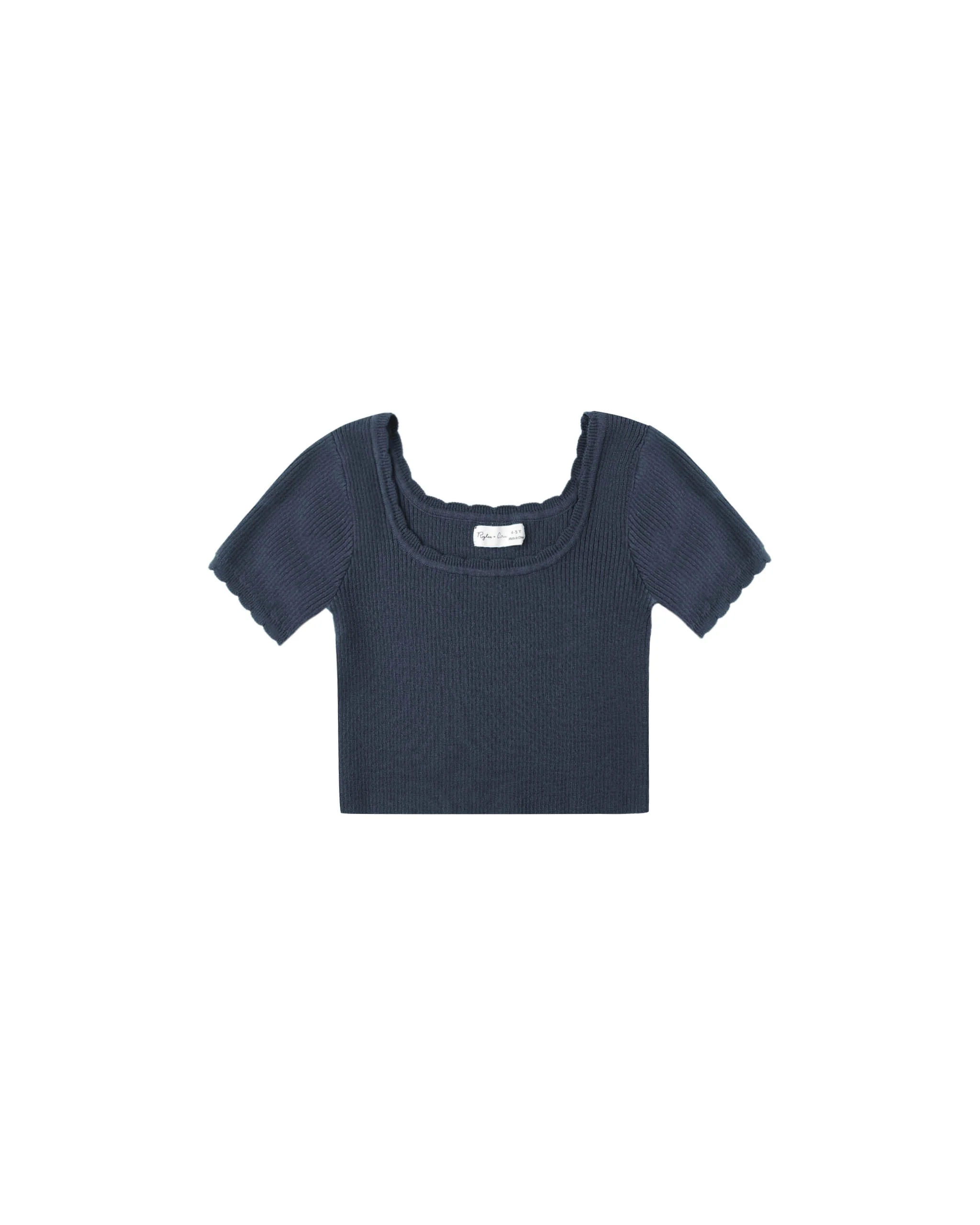 Teen Scallop Tee | Navy