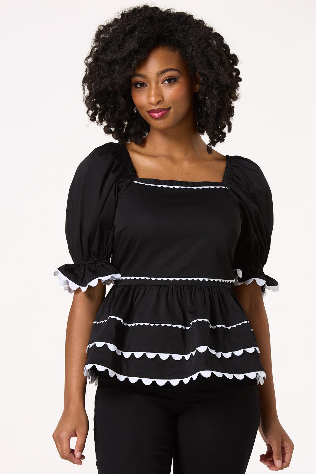 Ric Rac Puff Sleeve Top