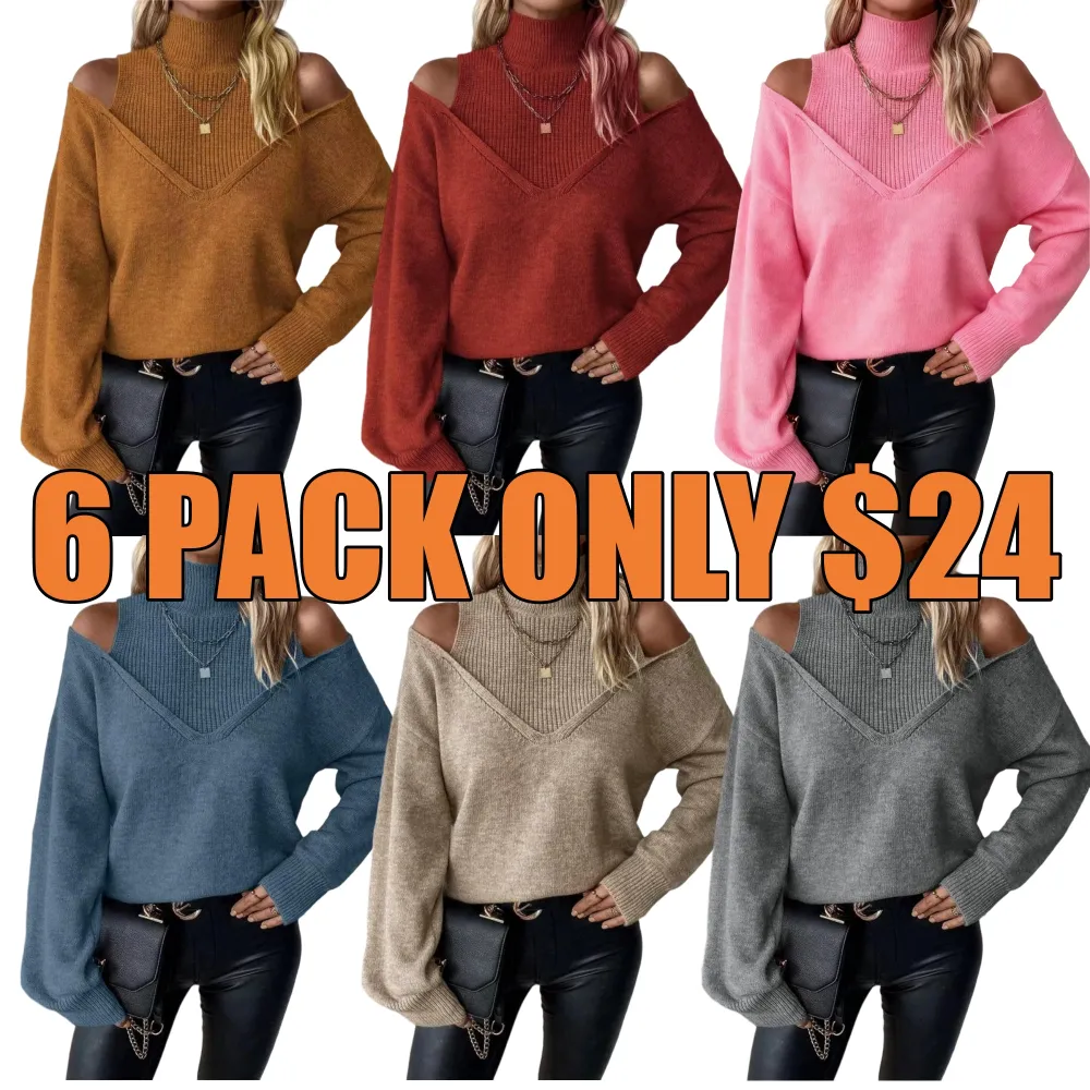 Women's Plain Cut Out High Neck Sweater