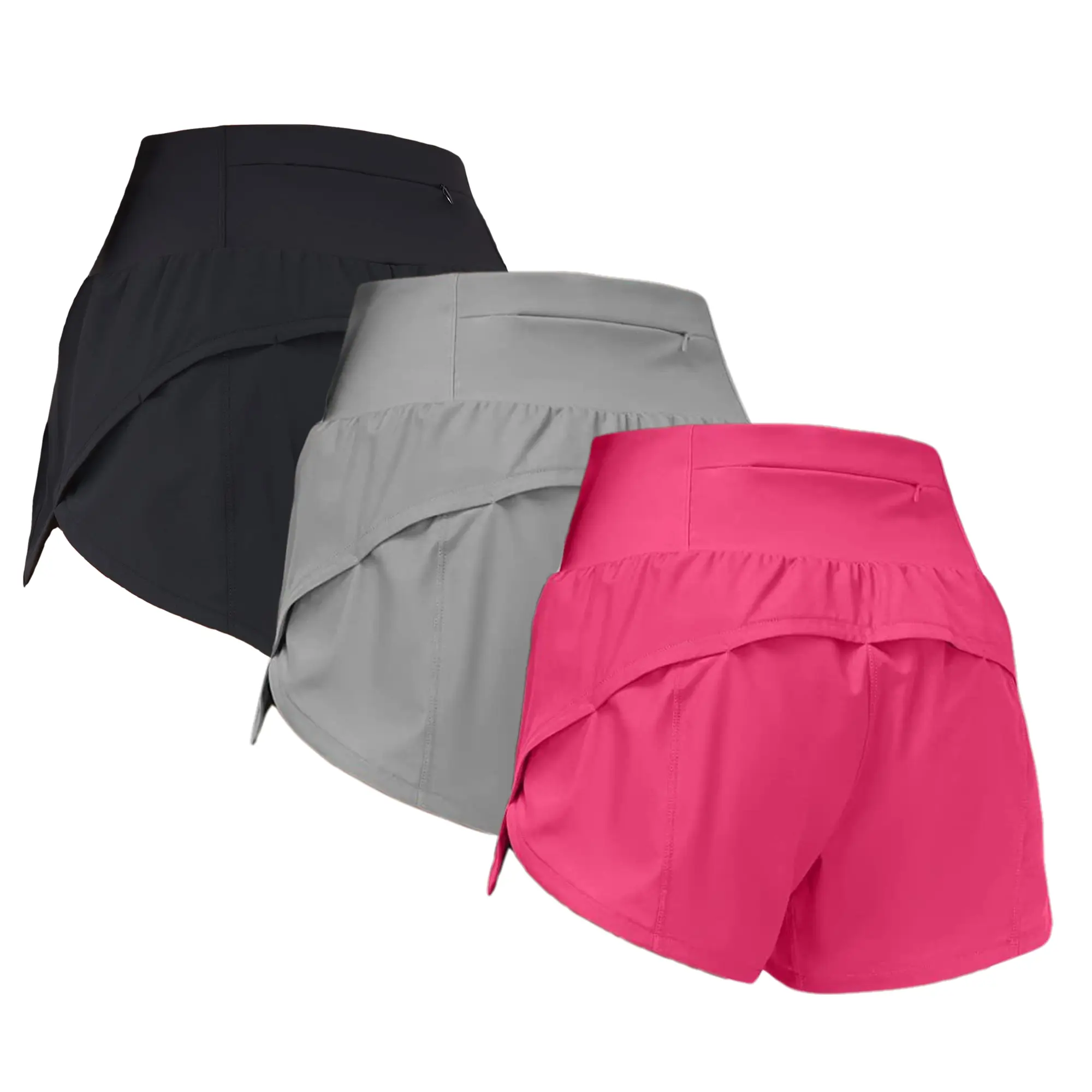 3pc Women's High-Waisted Athletic Shorts with Pockets