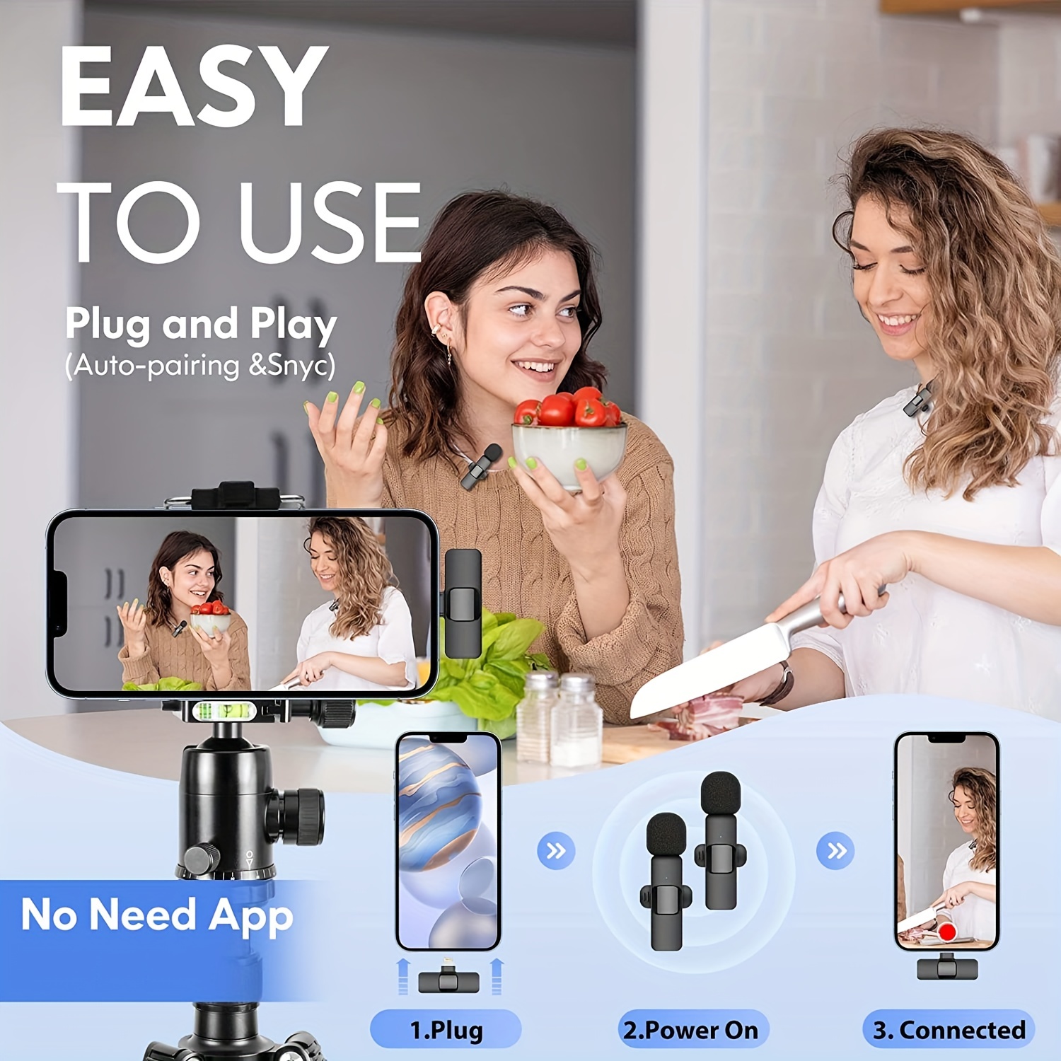 2-in-1 & 1-in-1 Professional Wireless Lavalier Microphone Plug & Play