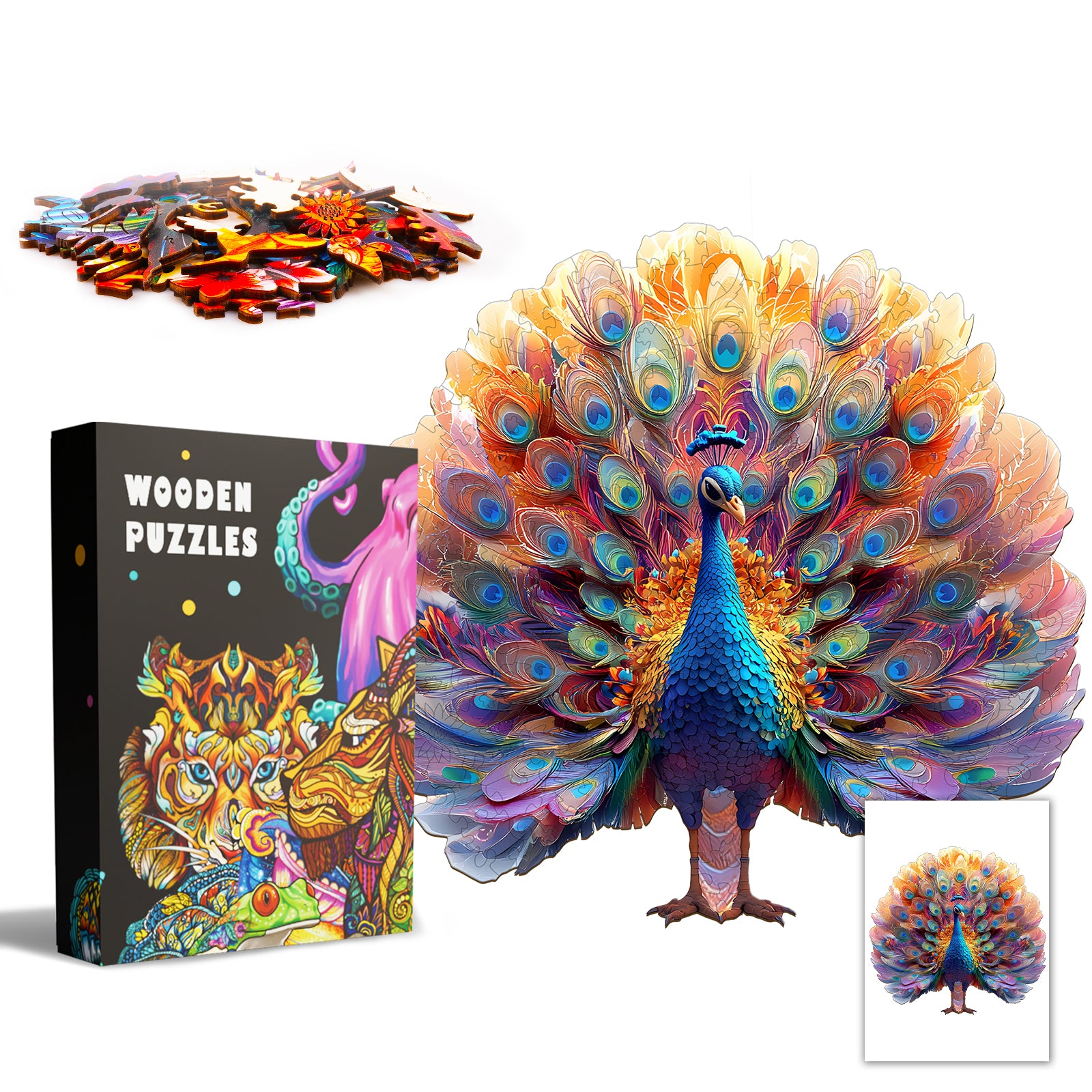 Striking Peacock Wooden Jigsaw Puzzle