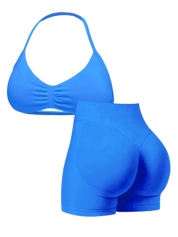 New Women's Sporty Yoga Set, High-Waist Tight-Fitting Shorts and Tank Top