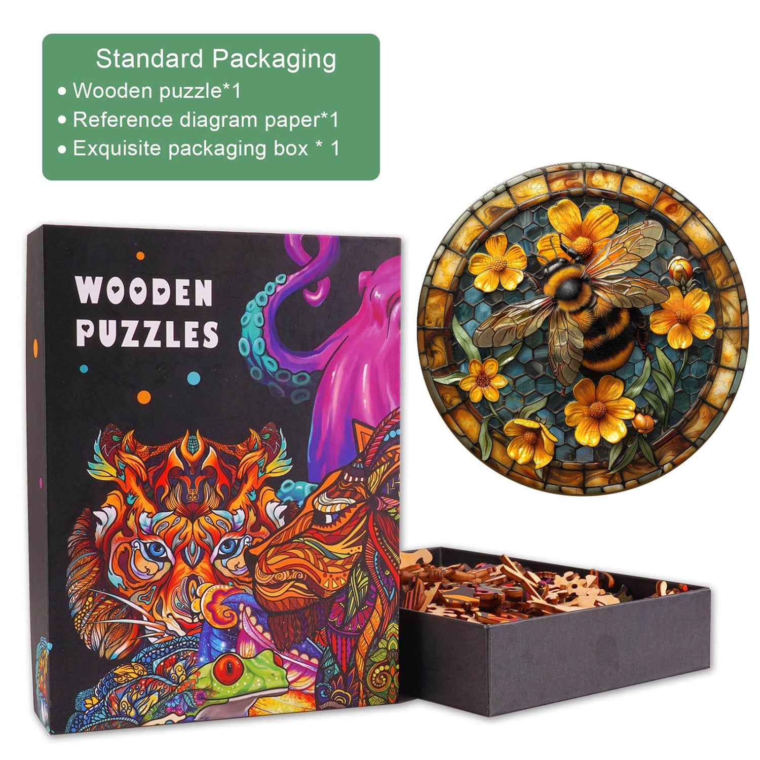 Leisurely Bee Wooden Jigsaw Puzzle
