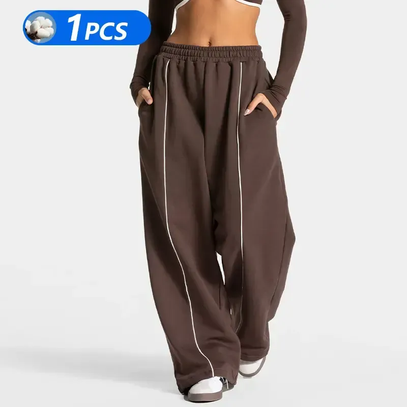 Womens Workout Straight Yoga Pants for Girls High Waist Wide Leg Sweatpants with Pockets Fashion Stretch Lounge Comfy Joggers Gym Pants