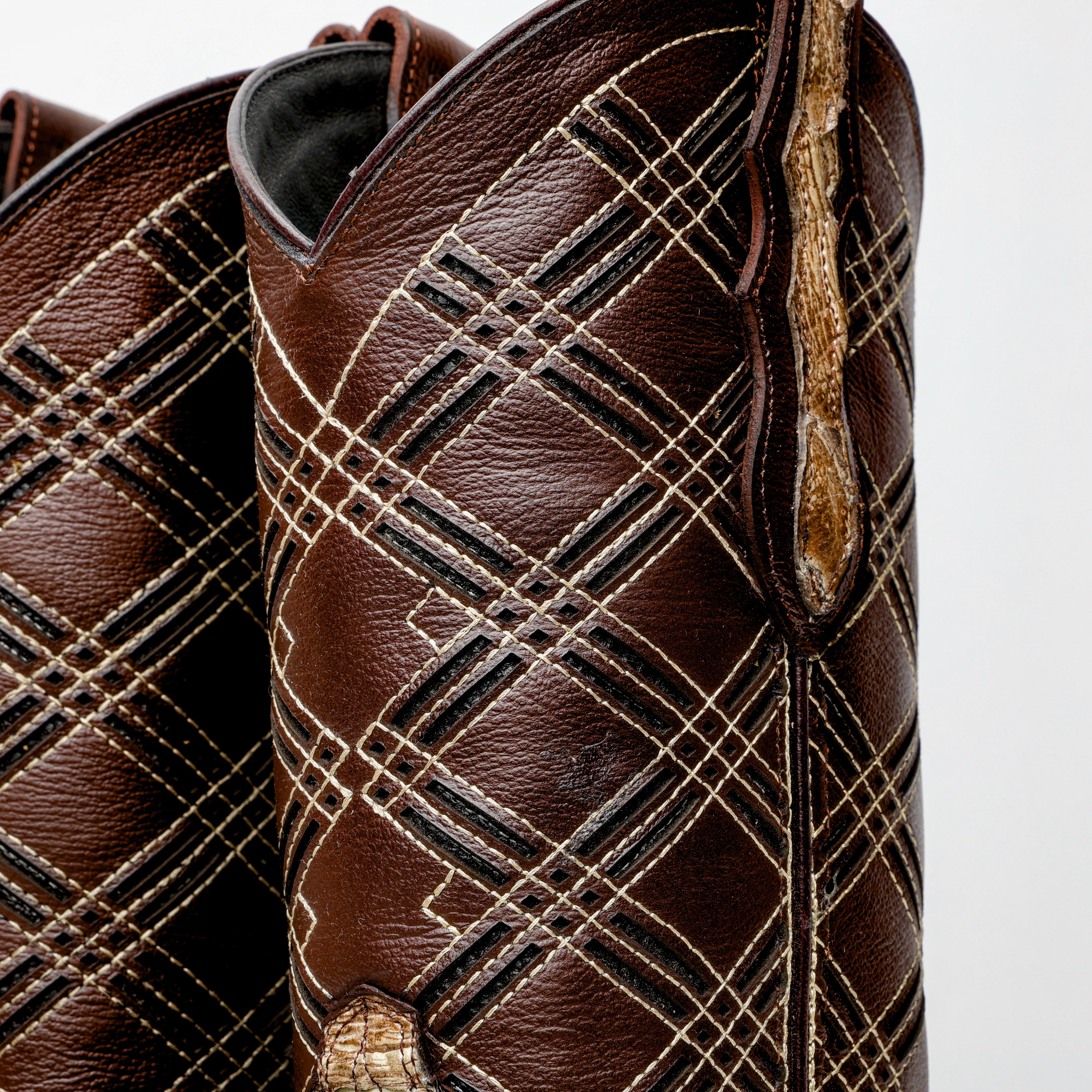 Rustic Desert Jumbo Python Leather Boots - Square Toe