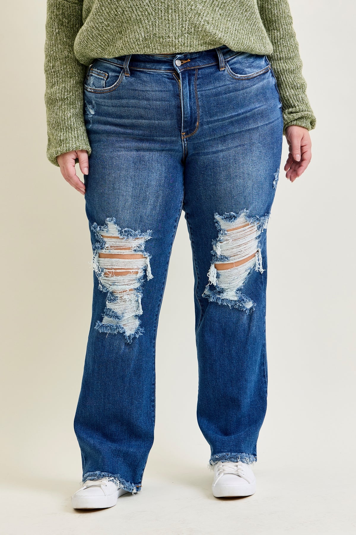 Brett Distressed Dad Jeans - PLUS