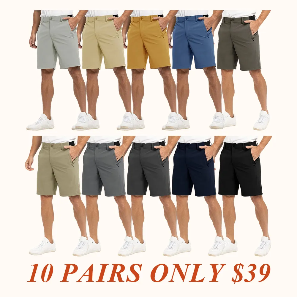 Men's Fashion 9'' Golf Work Shorts Stretch Waistband Quick-Dry Fit Hiking Casual Business Dress Athletic