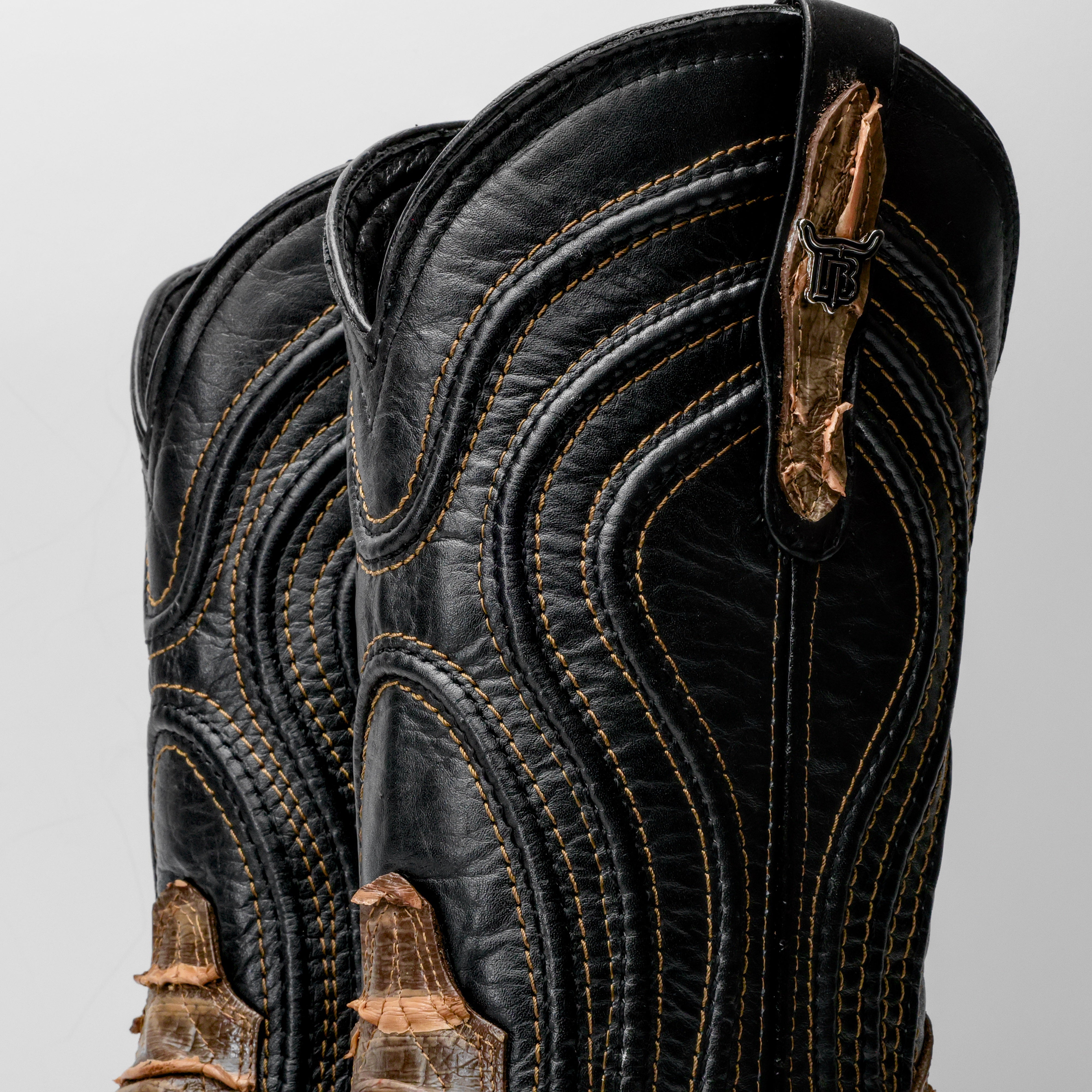 Rustic Light Brown Python Leather Boots - Square Toe