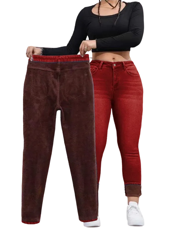 Women's Autumn/Winter Fleece-Lined Jeans