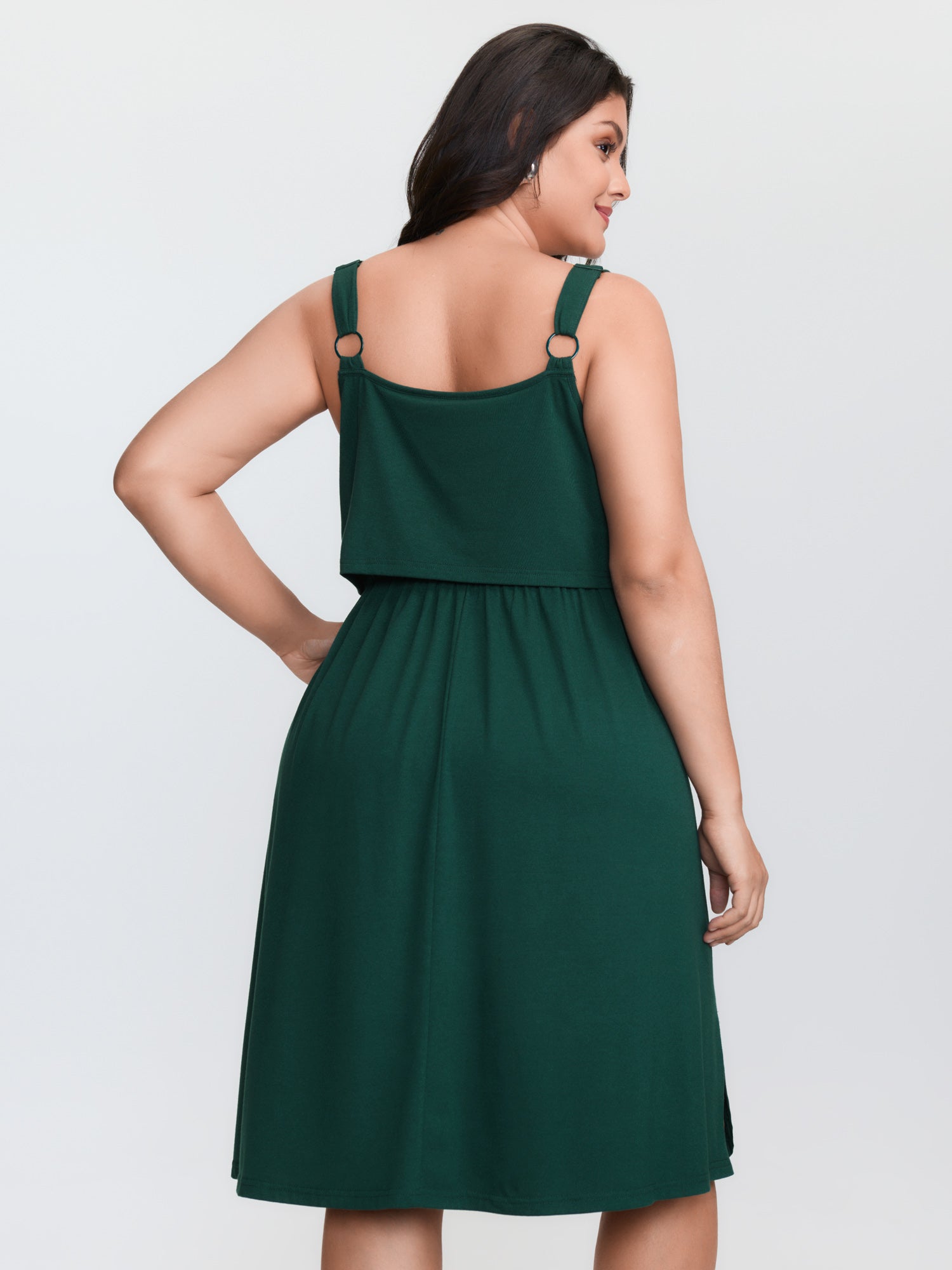 Drawstring Waist Side Slit Cami Mini Dress